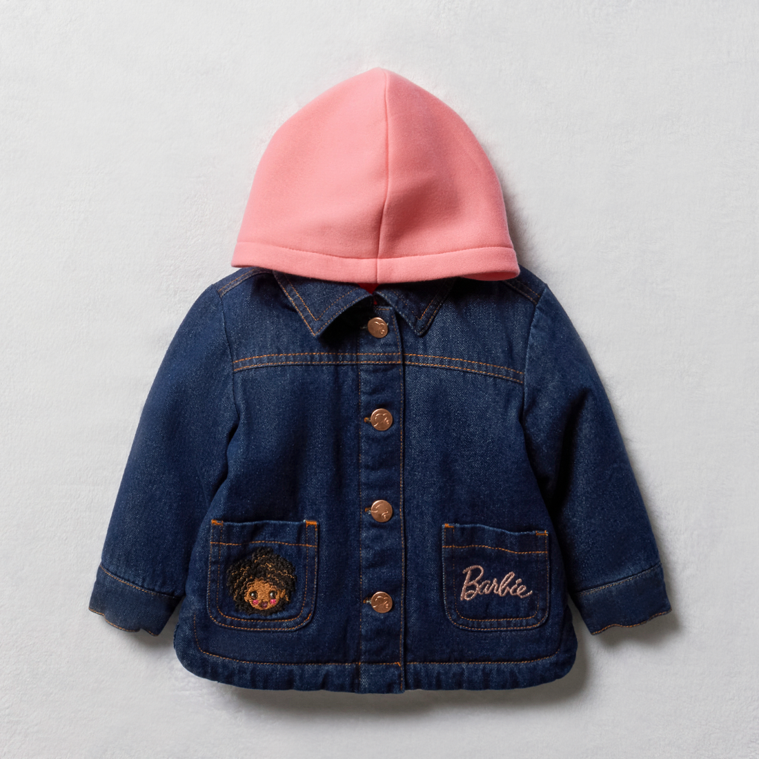 Baby Barbie sherpa lined denim shacket dark wash-DARK BLUE-3-6 MTHS