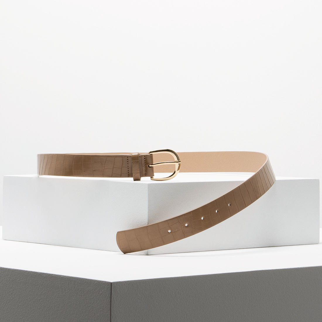 Croc belt natural-BEIGE-S/M