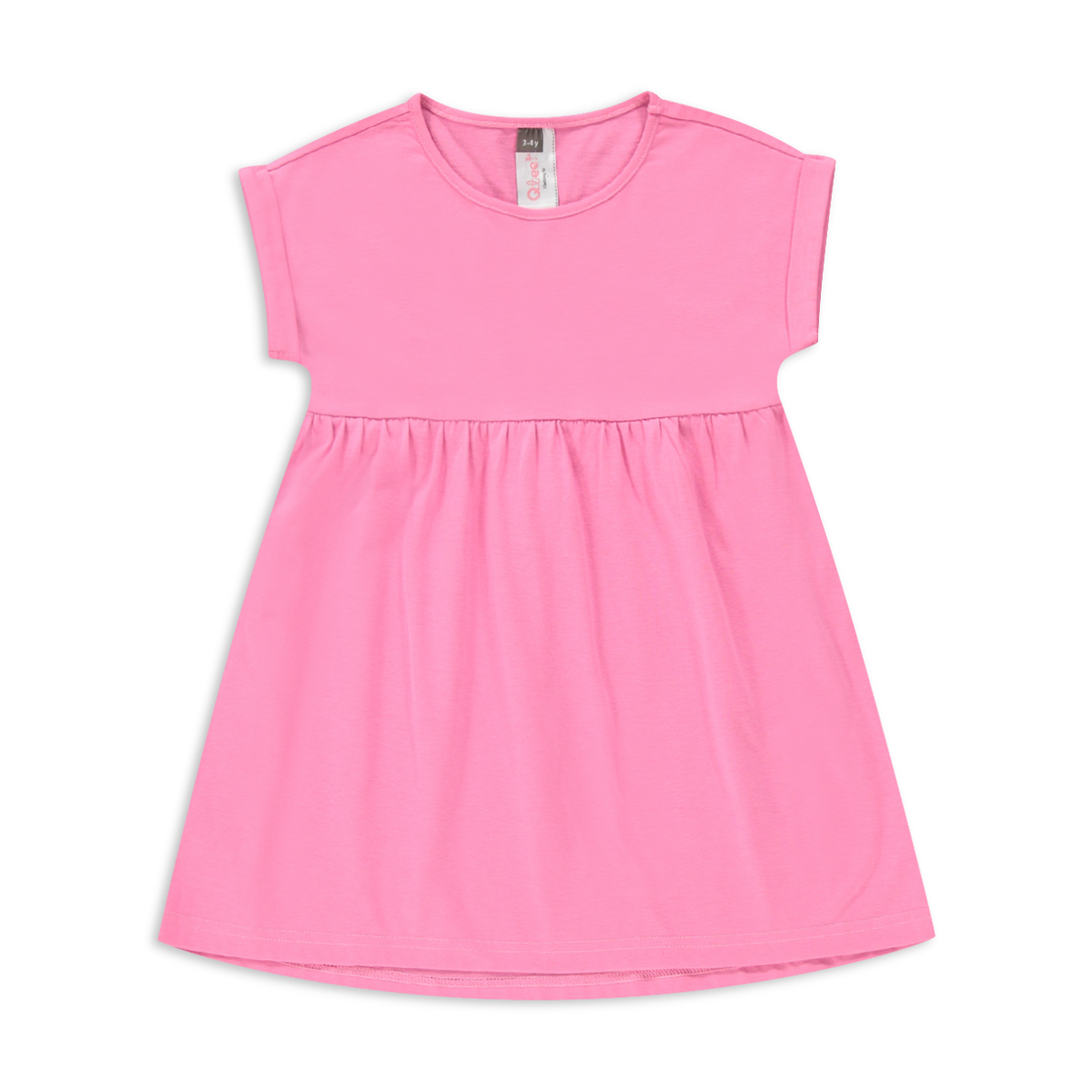 Solid pink dress-MID PINK-8-9 YRS