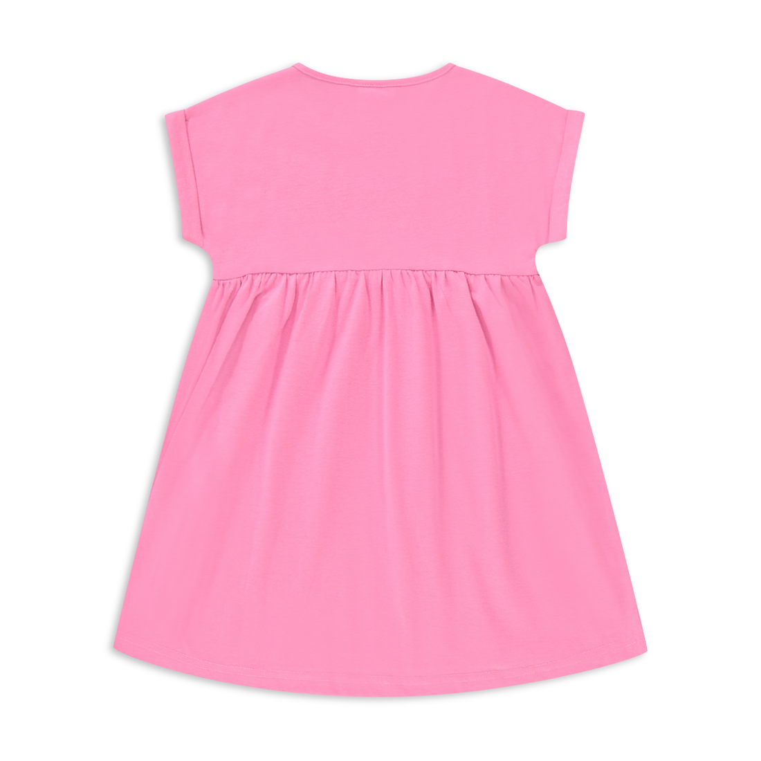 Solid pink dress-MID PINK-8-9 YRS