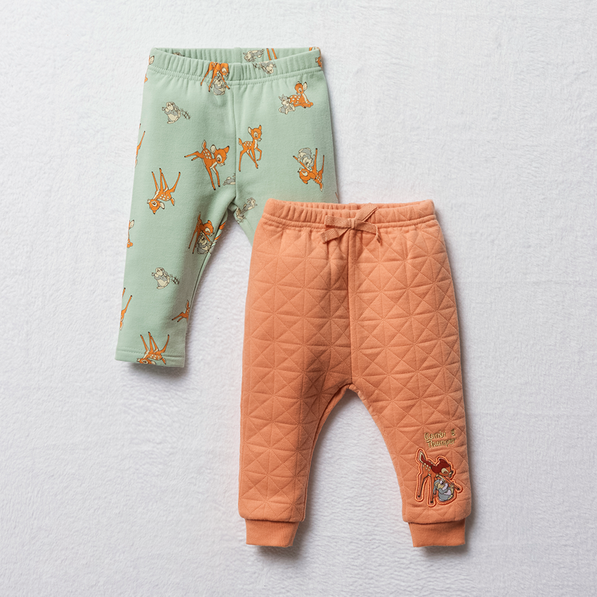 Bambi and Thumper 2 pack quilted track pant and le-LIGHT GREEN-6-12 MTHS