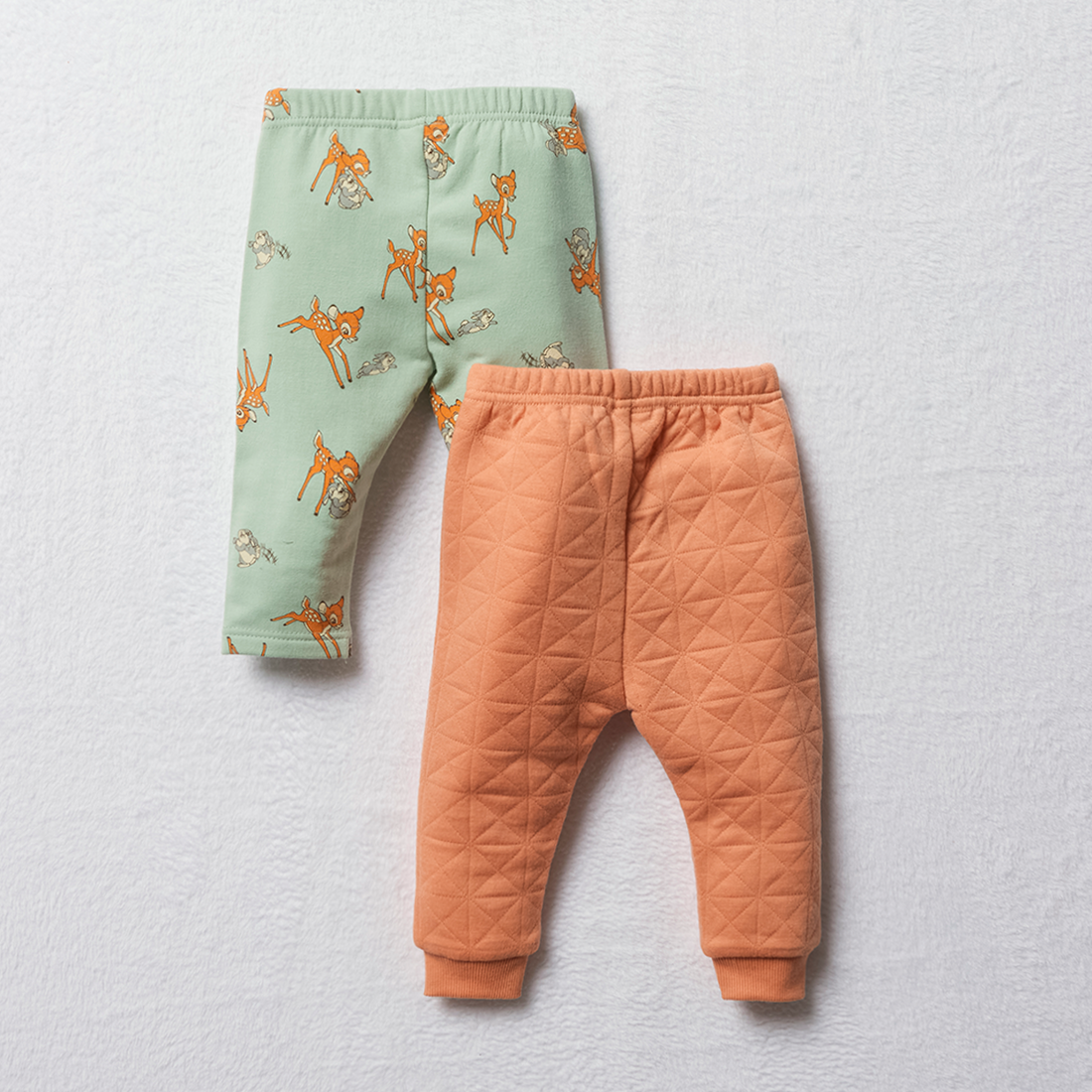 Bambi and Thumper 2 pack quilted track pant and le-LIGHT GREEN-6-12 MTHS