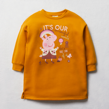 Peppa pig crew neck sweat dress yellow-OCHRE-9-10 YRS