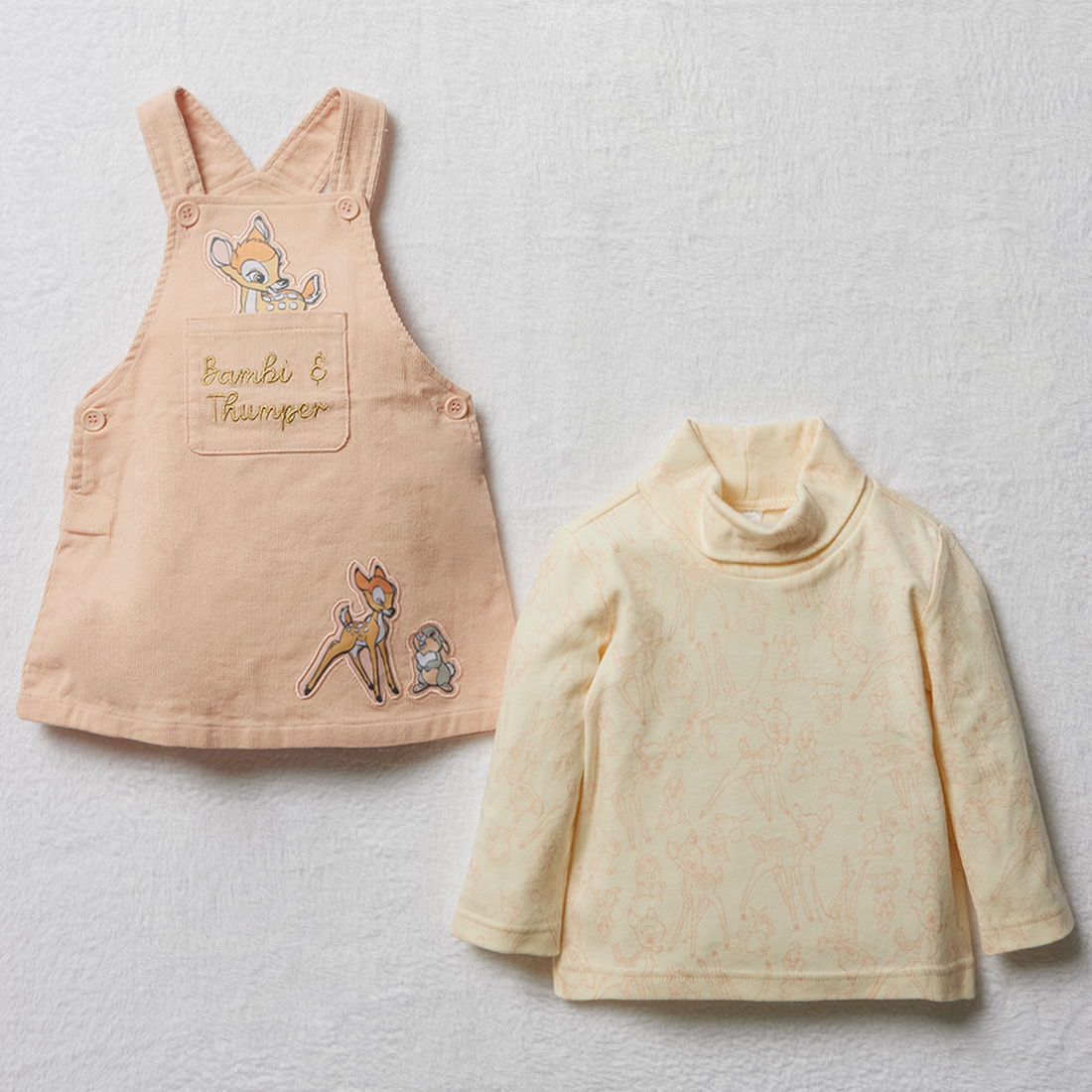 Bambi and Thumper cord pinni set peach whip egret-PEACH-3-6 MTHS