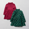 2 pack floral furtleneck dress magenta and green-FOREST-2-3 YRS (1)