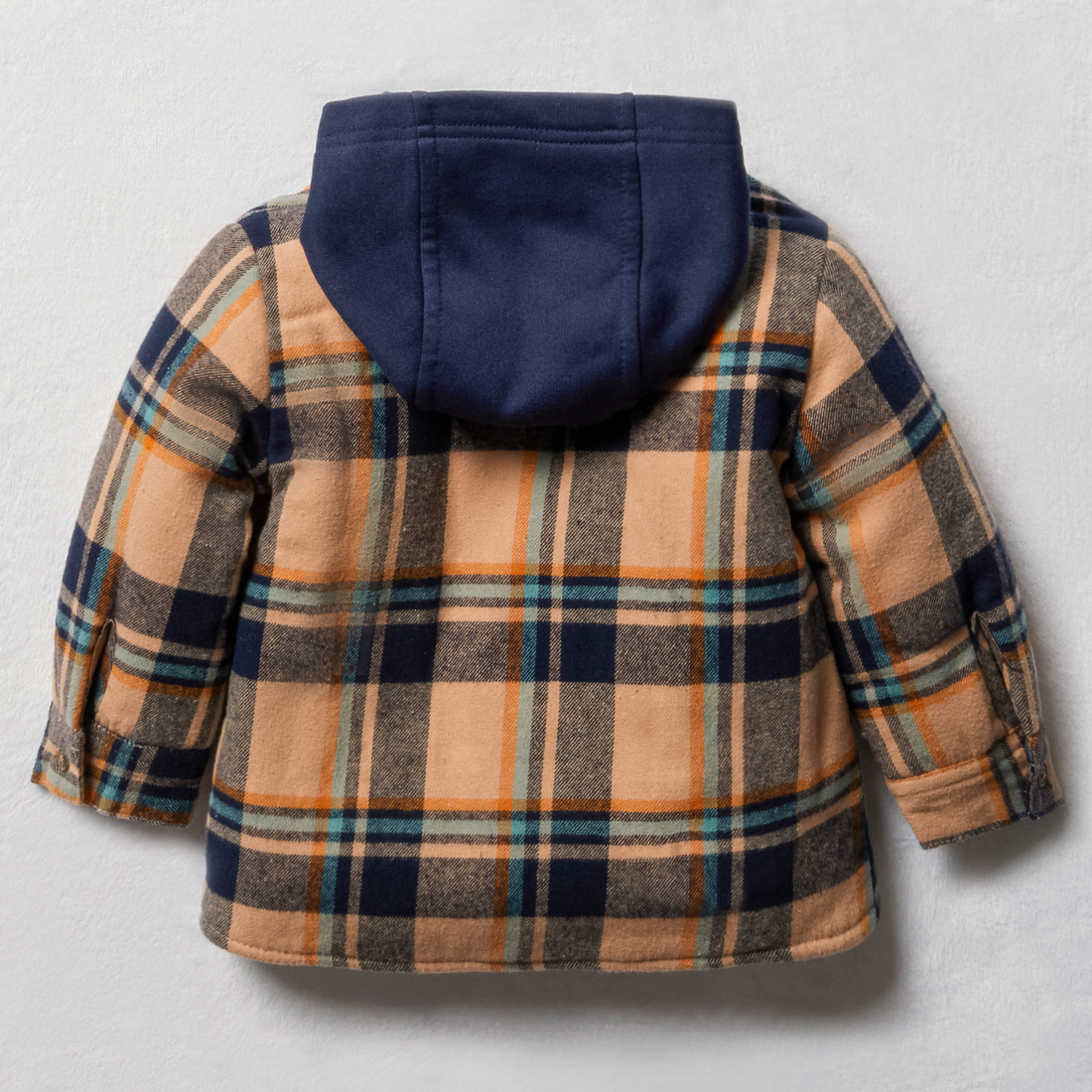 Hooded check shacket tuscany navy-MOCHA-3-6 MTHS