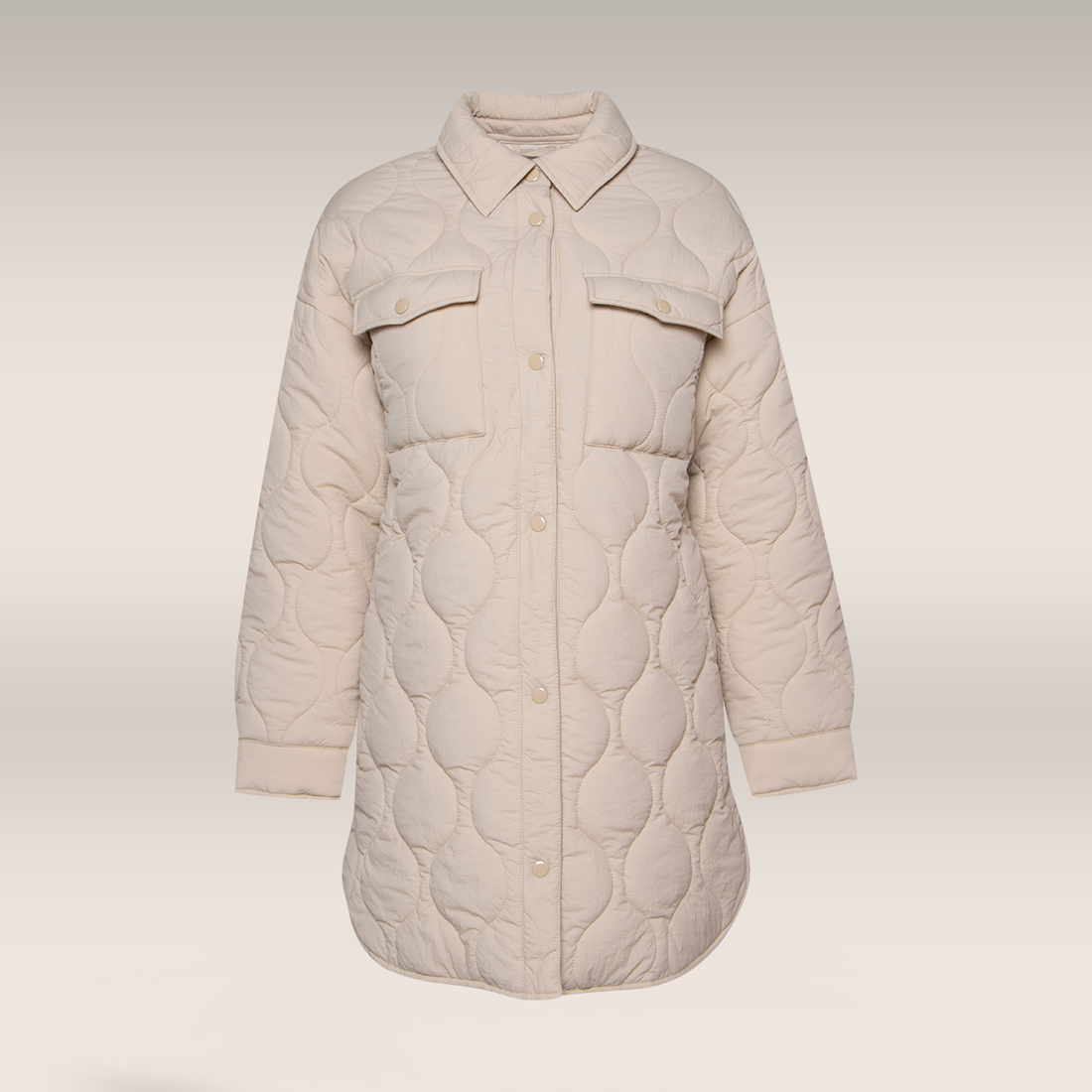 Quilted shacket coat irish cream-STONE-36