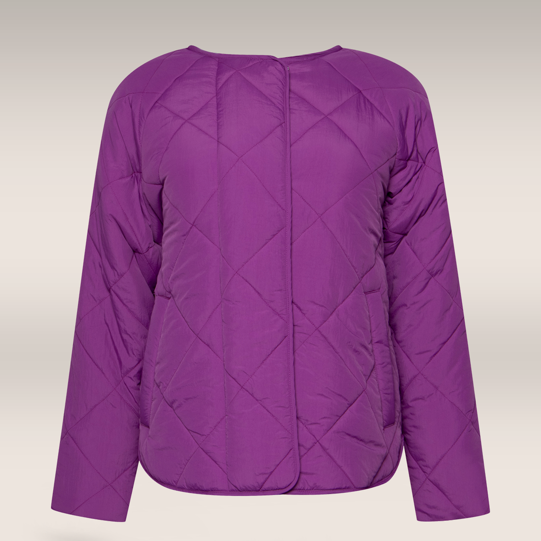 Light weight collarless quilted jacket holyhock-PURPLE-40