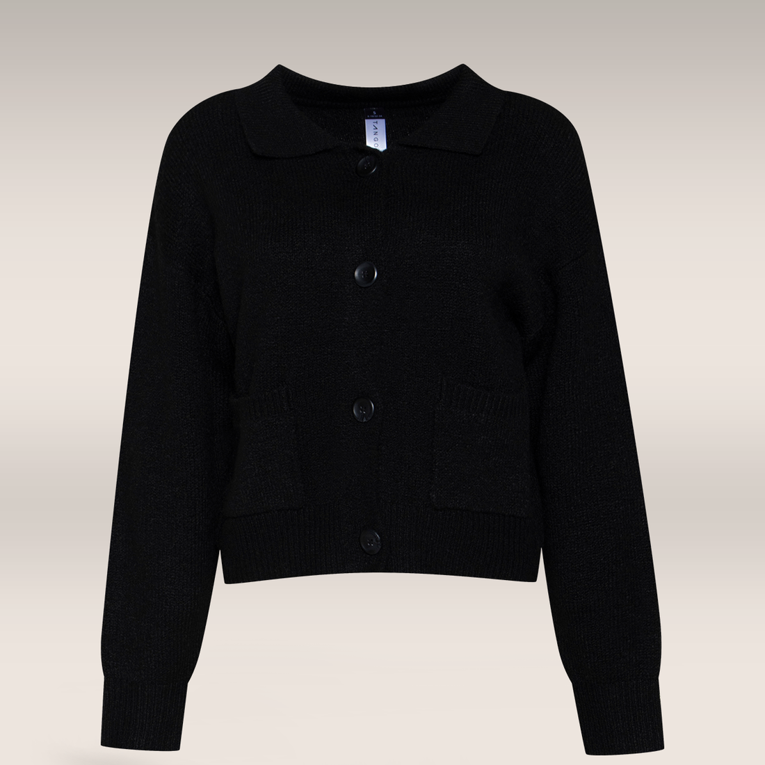 Collared boxy cardi black-BLACK-S