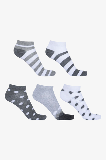 5 Pack lowcut socks grey spots-DARK GREY-4-7