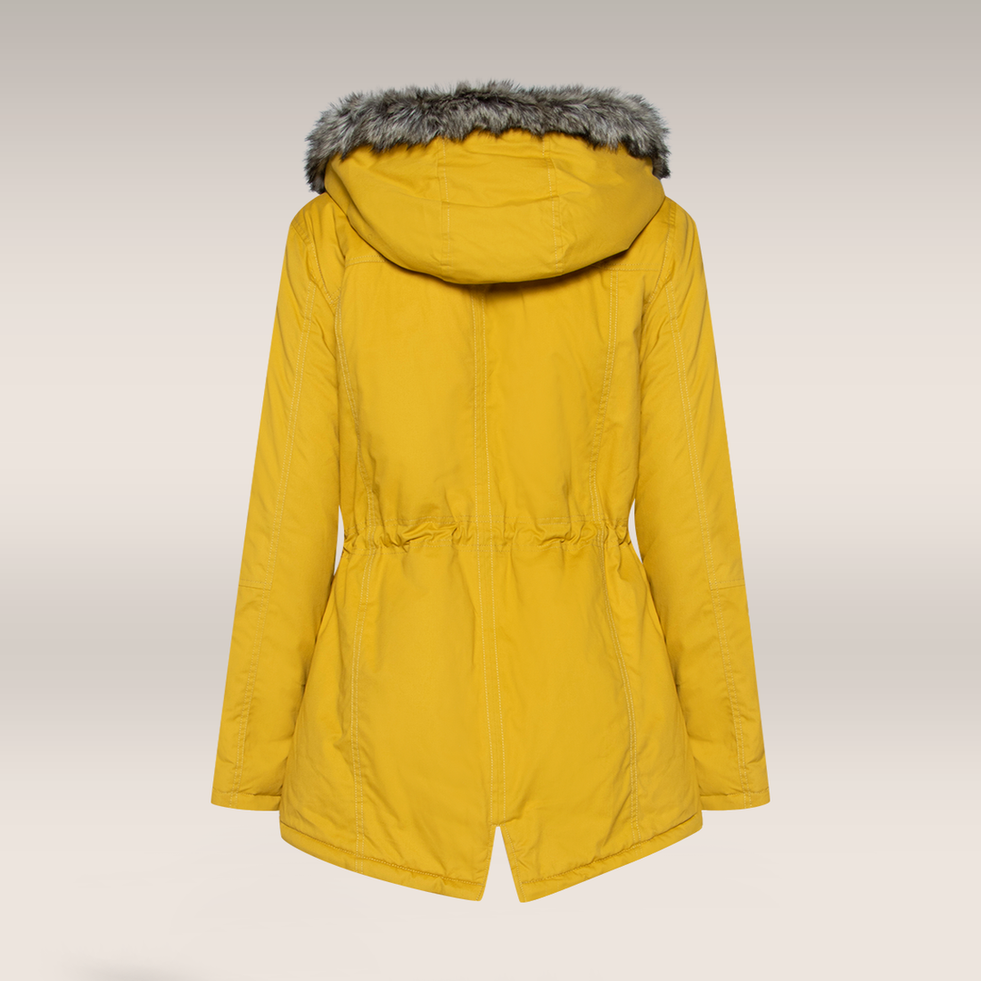 New Fur hood  Cotton Twill Parka golden yellow-OCHRE-38