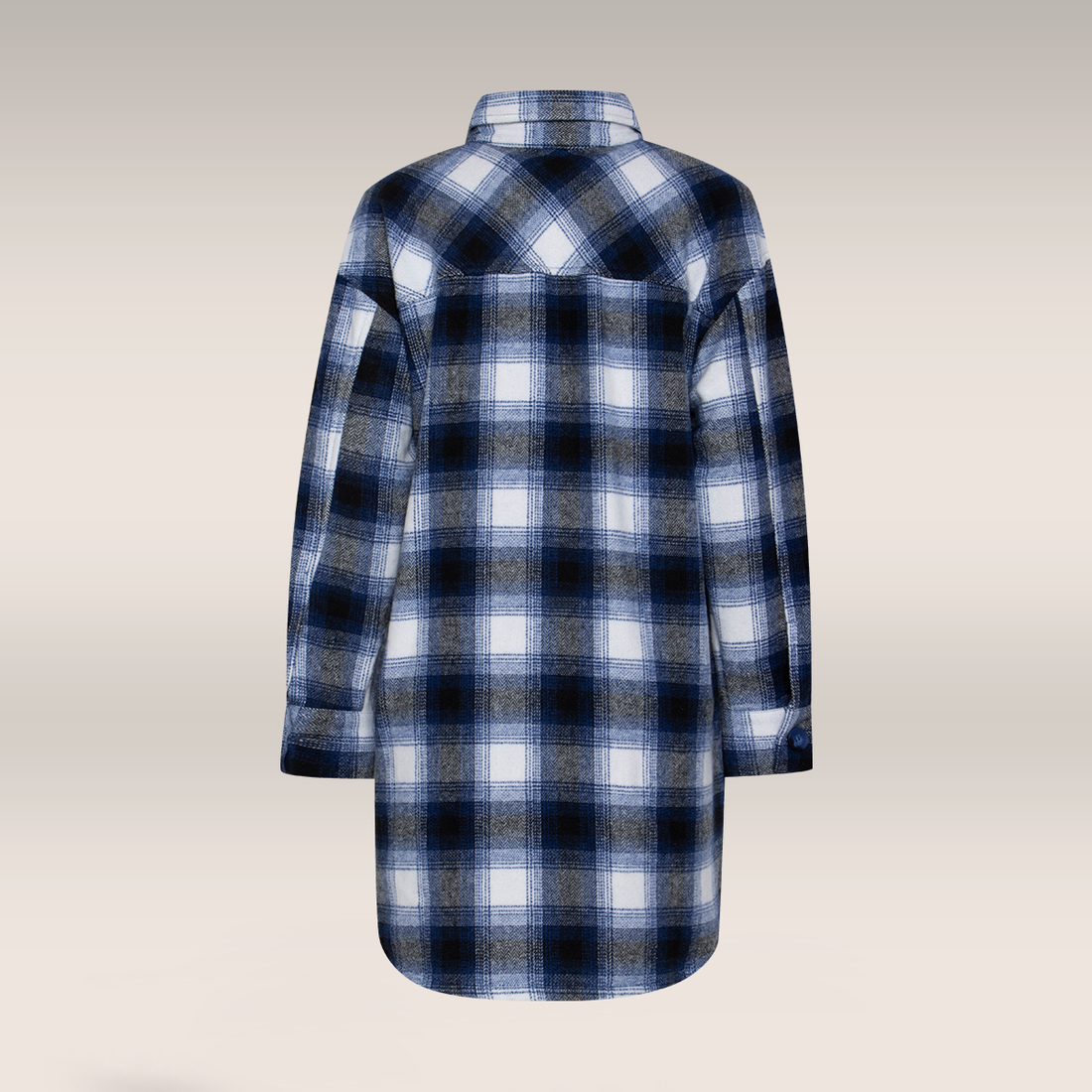 Melton shacket coat navy check-NAVY-40