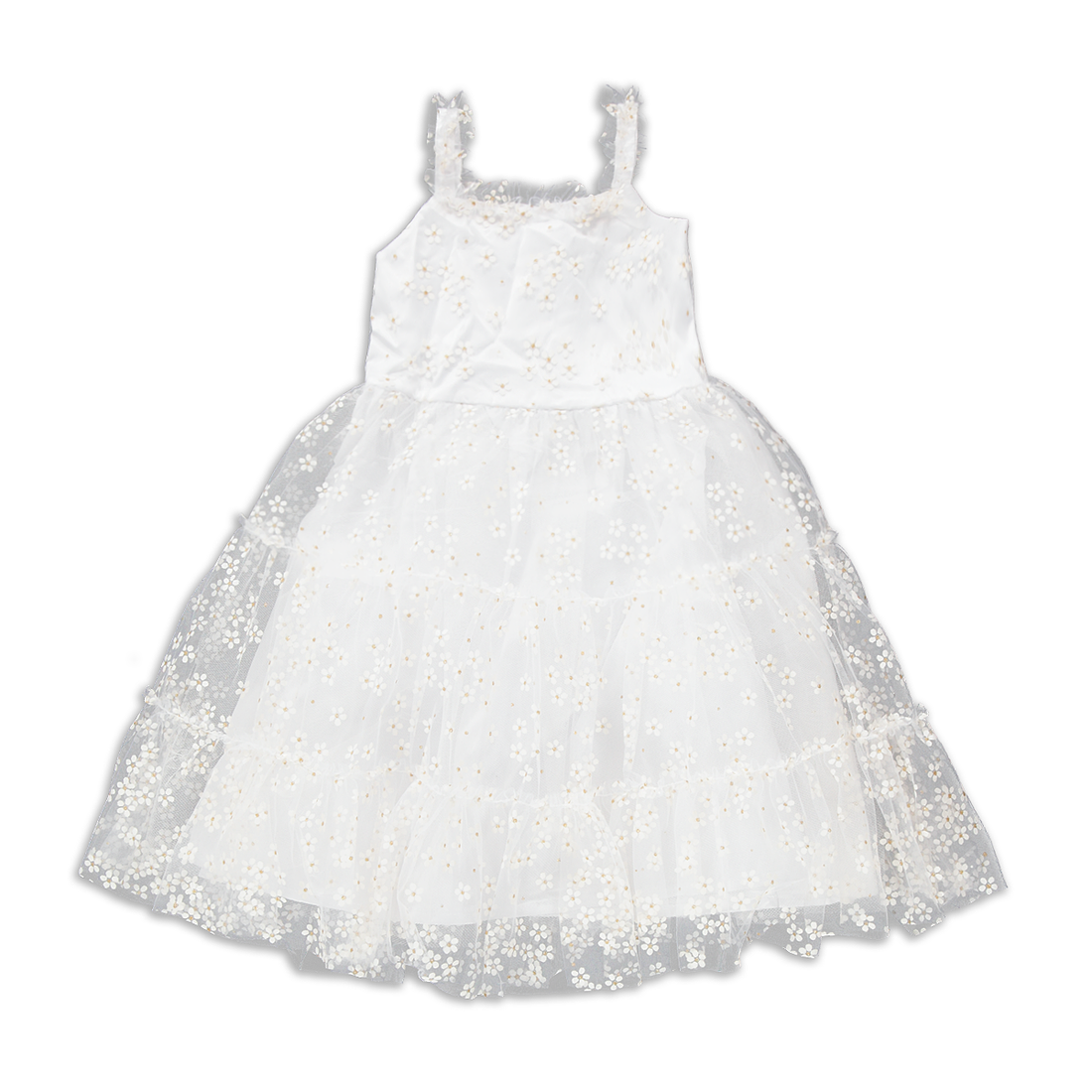 Floral tiered strappy dresswhite-WHITE-4-5 YRS