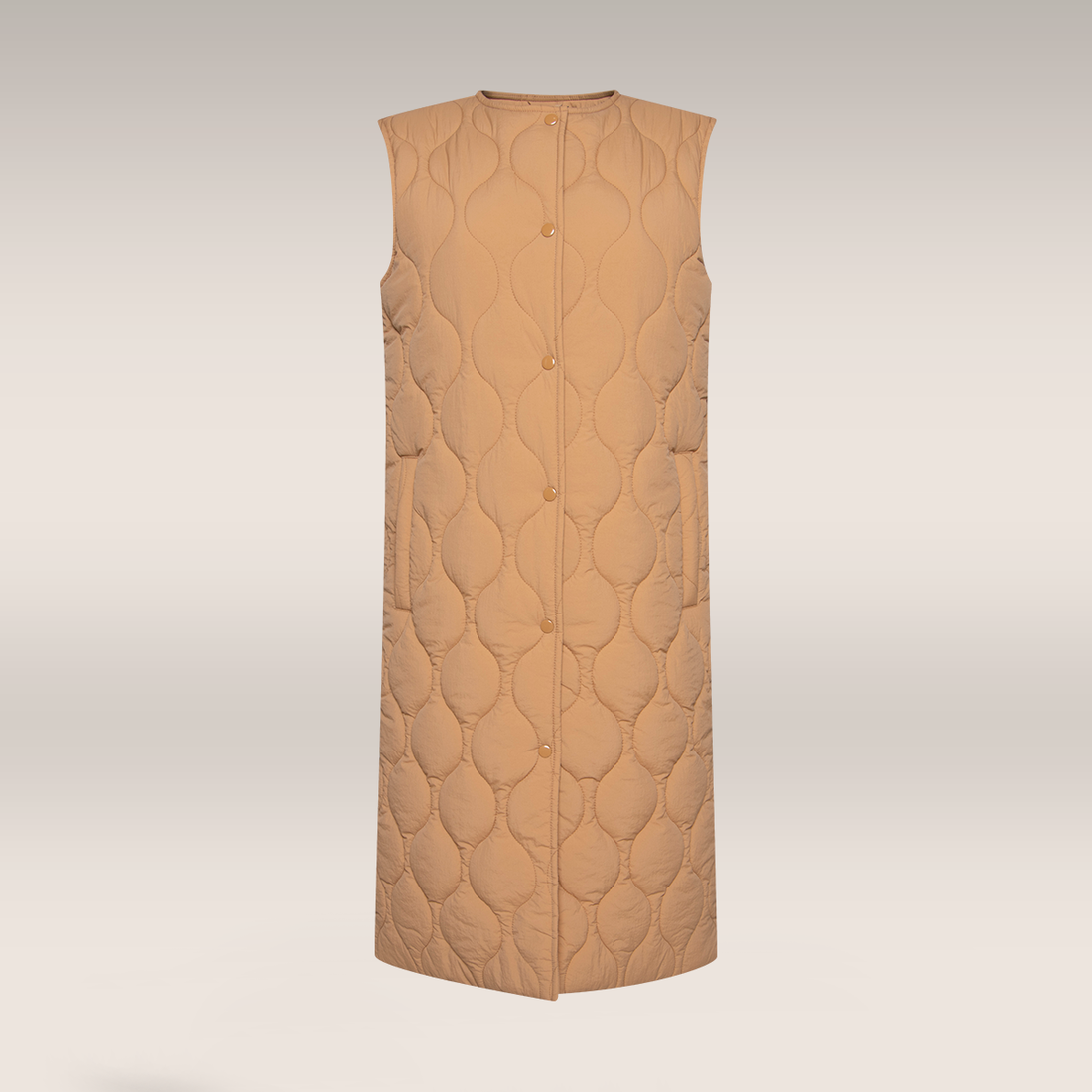 Longline gilet almond-CAMEL-30