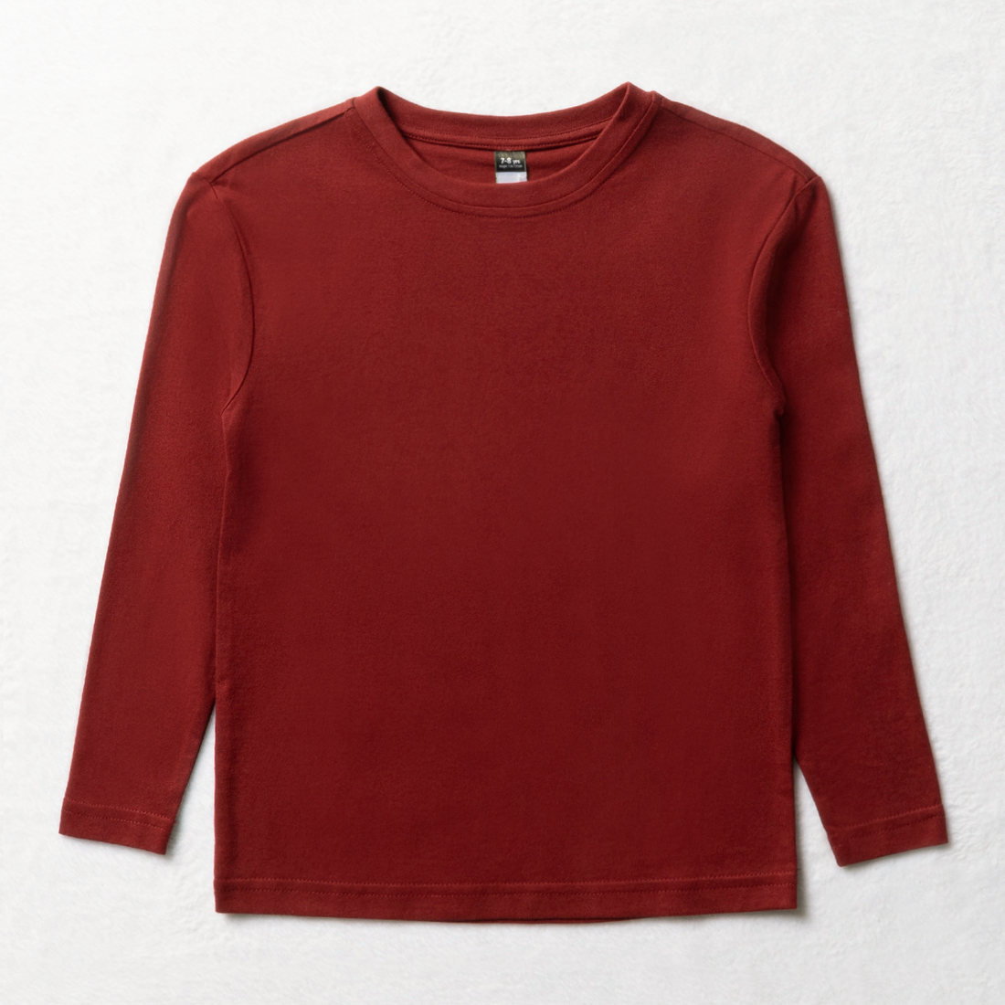 Long sleeve crew neck t-shirt dark red-RED-9-10 YRS