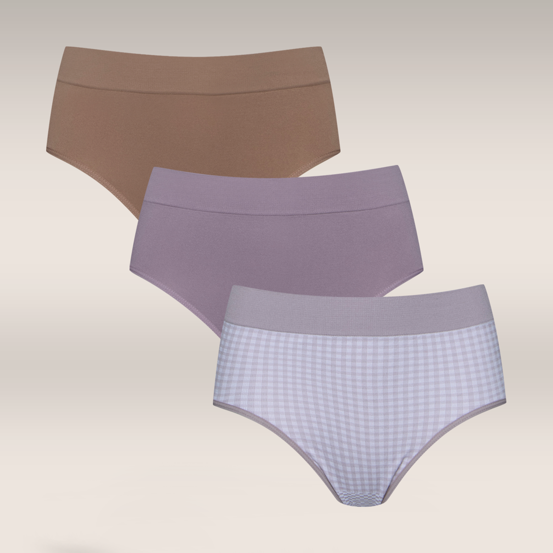 3pk Seamfree brief panty check elderberry-MAUVE-M