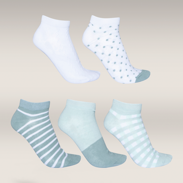 5 Pack lowcut socks duck egg check-ASSORTED-4-7