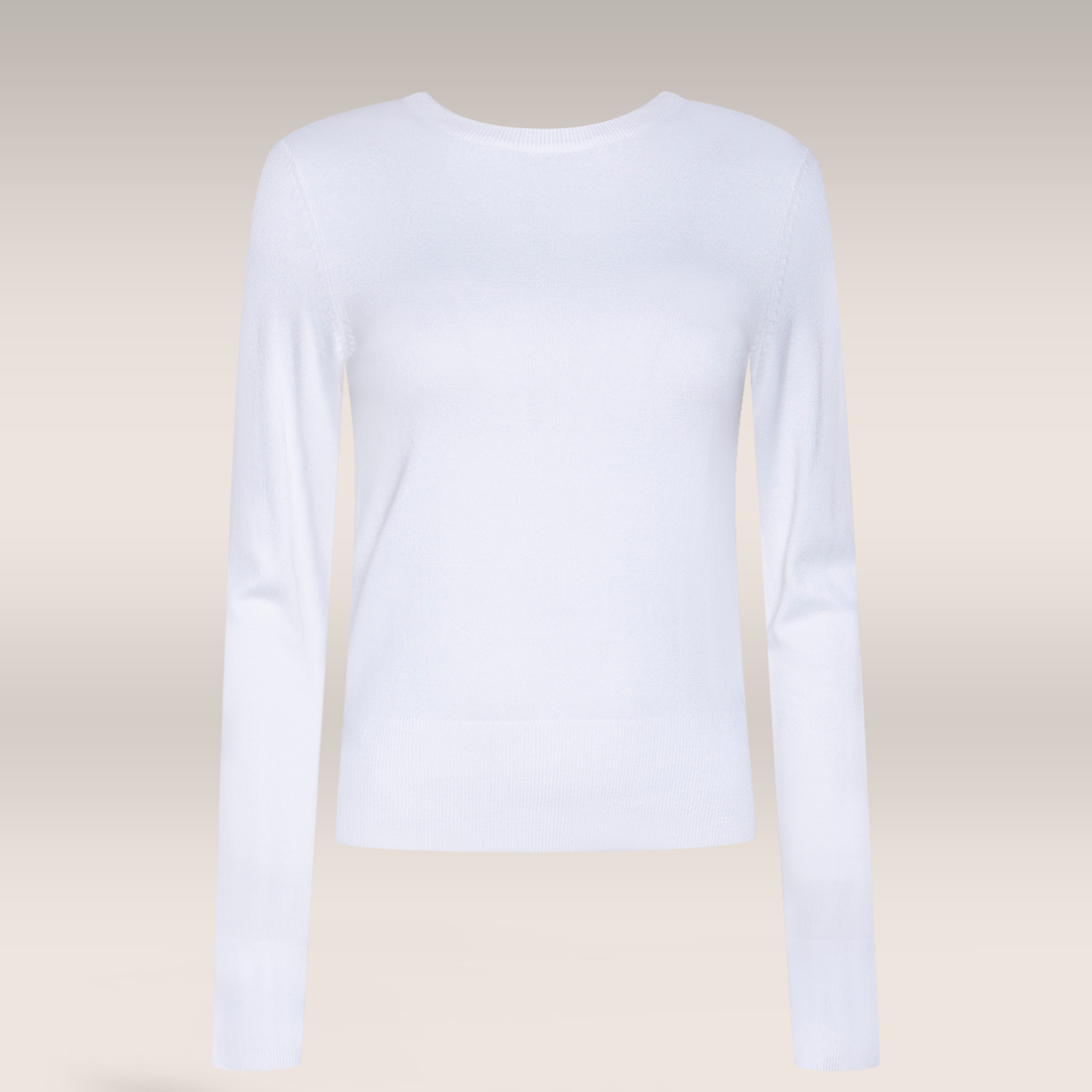 WHITE FINE GAUGE TSHIRT KNIT PULLOVER-WHITE-M