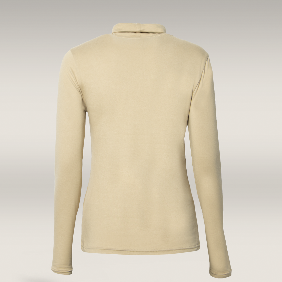 Plain polo neck cream l sleeve T-Shirt-CREAM-M