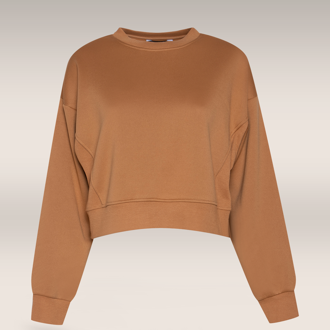 Almond Cropped crew new fashion sweat top-CAMEL-M