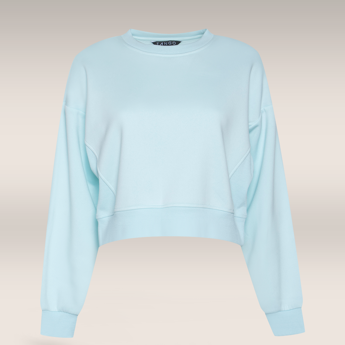 Blue Cropped crew neck fashion sweat top-LIGHT BLUE-M