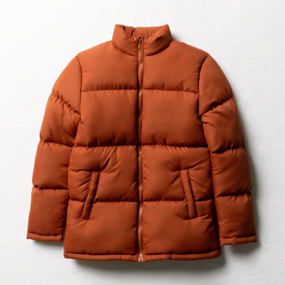 FASHION PUFFER JACKET PLAIN ORANGE-TANGERINE-11-12 YRS