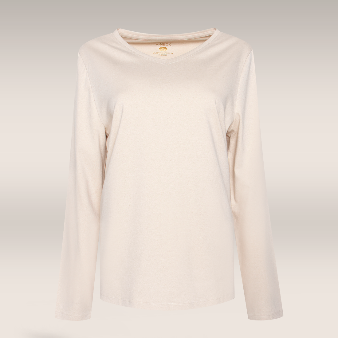 LSLv V-neck Regenerated cotton Elastine T-shirt Ir-CREAM-M