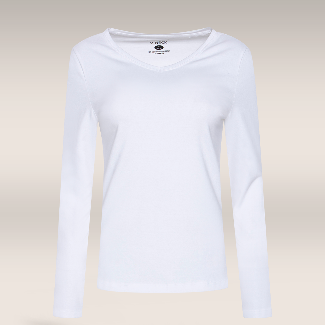 LSlv V-neck Cotton Elastine T-shirt White-WHITE-M