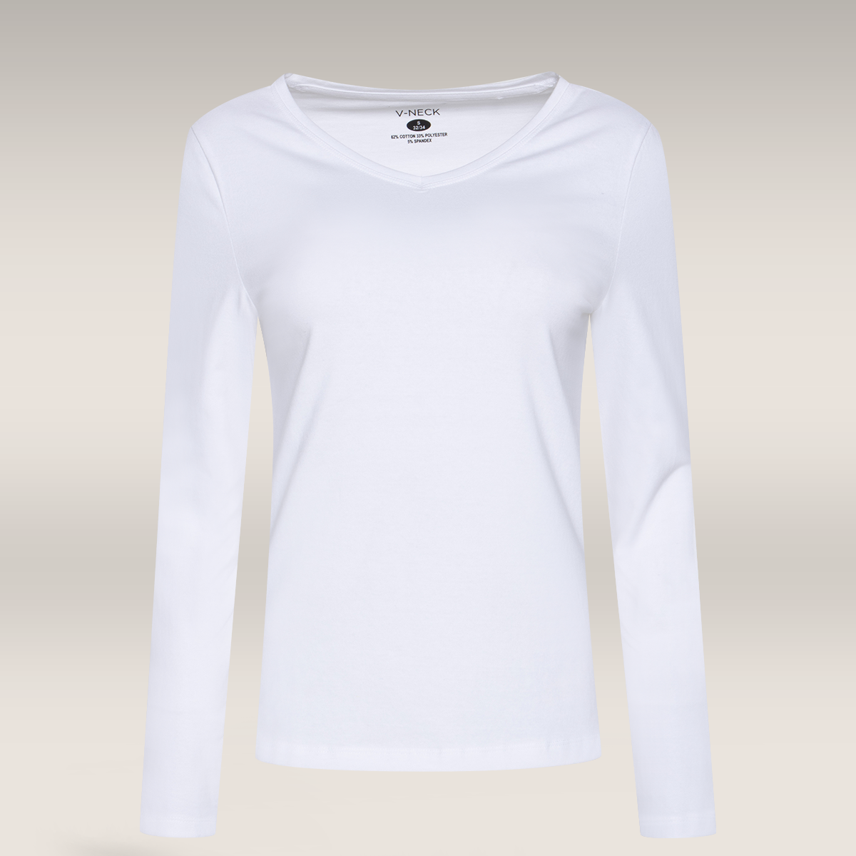 LSlv V-neck Cotton Elastine T-shirt White-WHITE-M