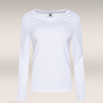 LSlv V-neck Cotton Elastine T-shirt White-WHITE-M