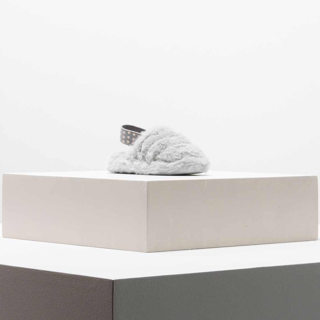 quilted furry slipper-GREY-12