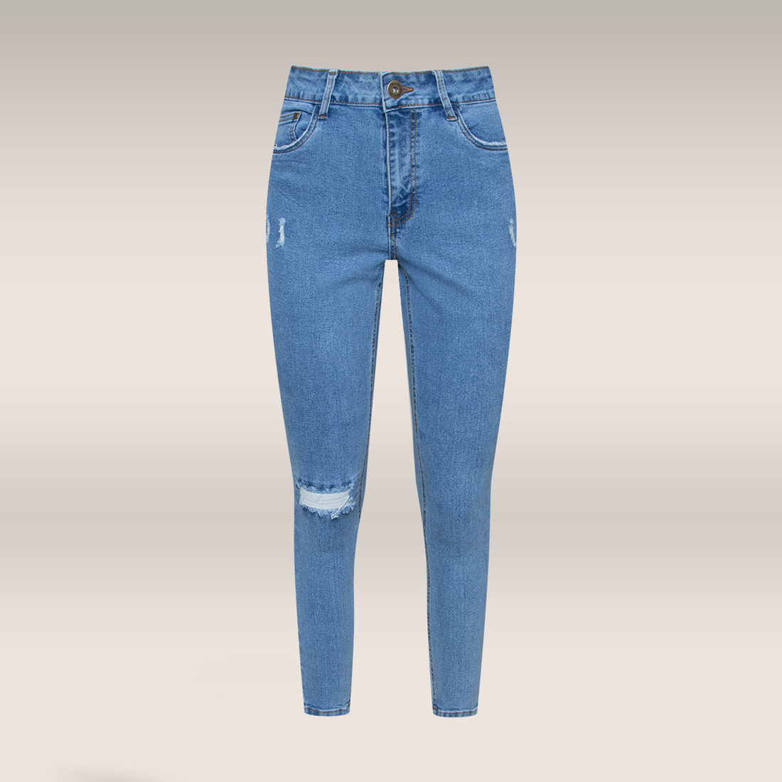 Skinny jeans ripped and repaired ankle grazer ligh-LIGHT BLUE-38