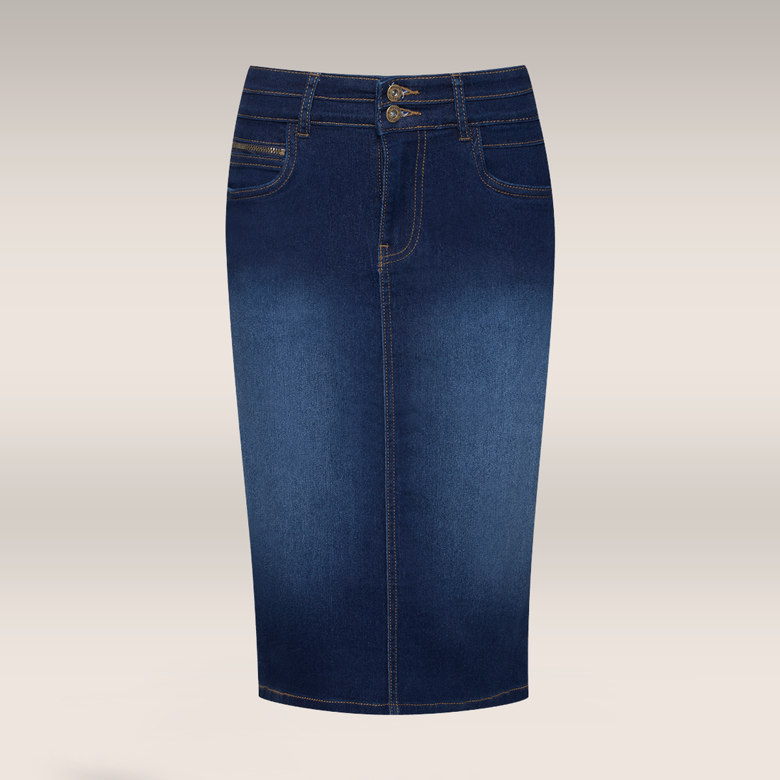 Pencil denim skirt dark wash-DARK BLUE-38