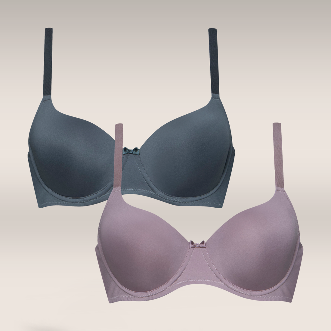 2PACK SML BALCONETTE BRA STORMY GREY MINK-MID GREY-34 B