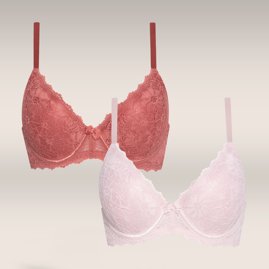 2 PACK SML BALCONETTE LACE CORAL PINK-CORAL-34 B