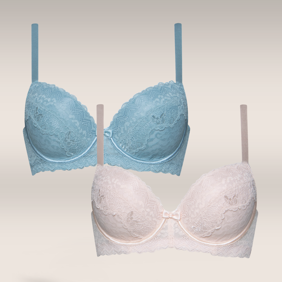 2 PACK SML BALCONETTE LACE PEACH SKY-PEACH-34 B