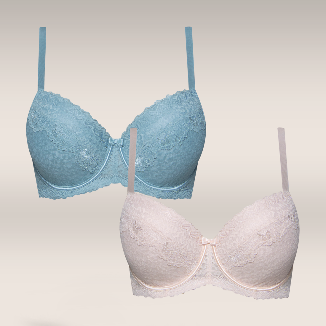 2 PACK BIG BALCONETTE LACE PEACH SKY-PEACH-38 D