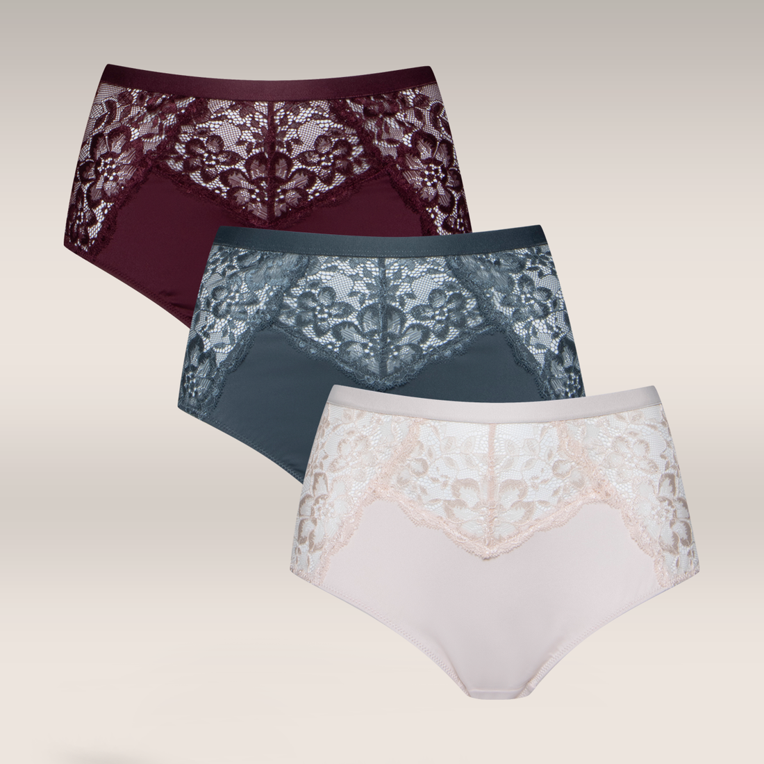 3 PACK BRIEF LACE GREY PEACH BURNT ROSE-MID GREY-L