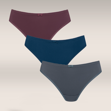 3 PACK THONG TURQ GREY BURNT ROSE-TURQUOISE-M