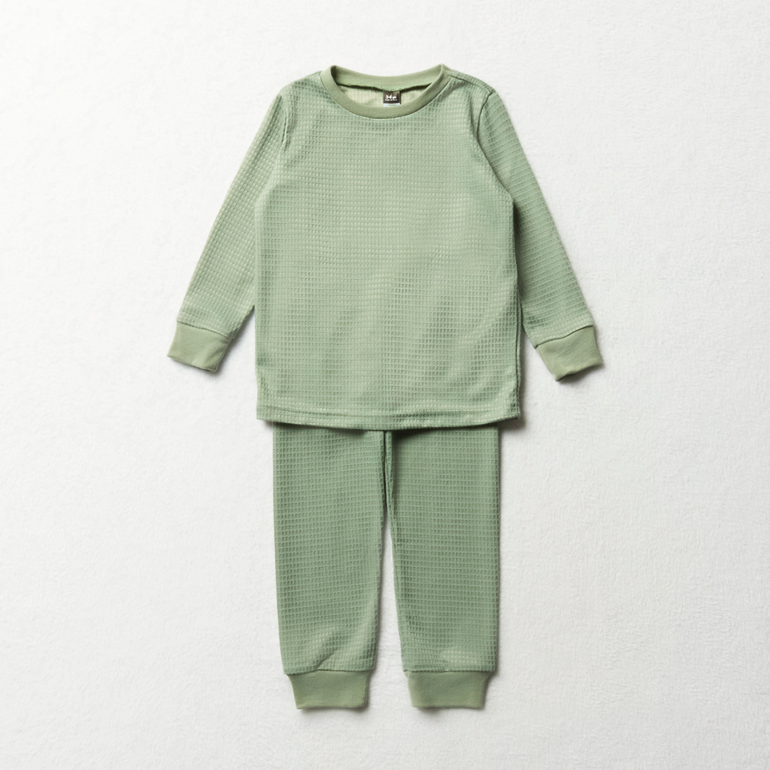 Waffle knit long sleeve pj sage-SAGE-2-3 YRS