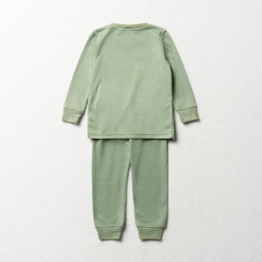 Waffle knit long sleeve pj sage-SAGE-2-3 YRS