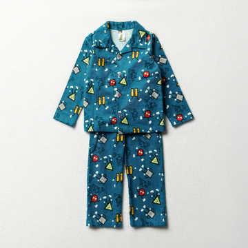 Shapes long sleeve flannel pj green-TEAL-2-3 YRS