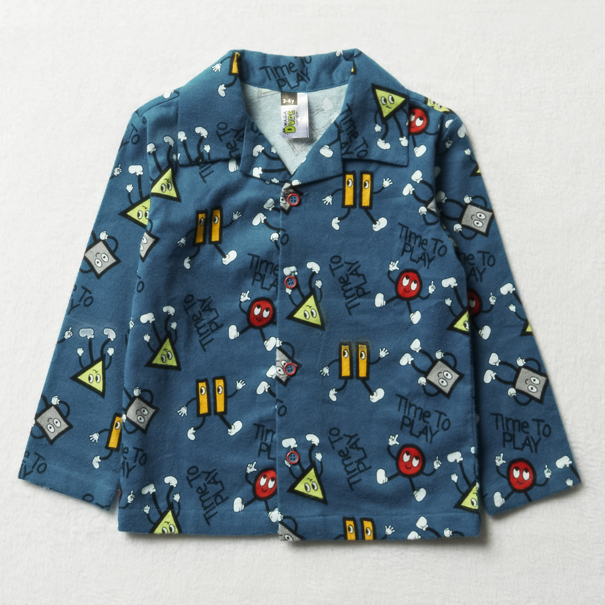 Shapes long sleeve flannel pj green-TEAL-2-3 YRS (2)