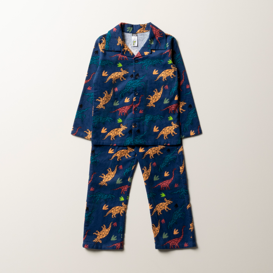 Dino long sleeve flannel pj navy-NAVY-2-3 YRS