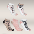 5 Pack lowcut socks pink leopard-ASSORTED-4-7