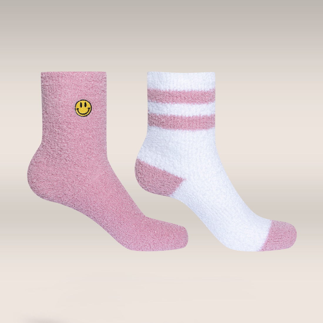 2 Pack  chunky socks pink smiley-ASSORTED-4-7