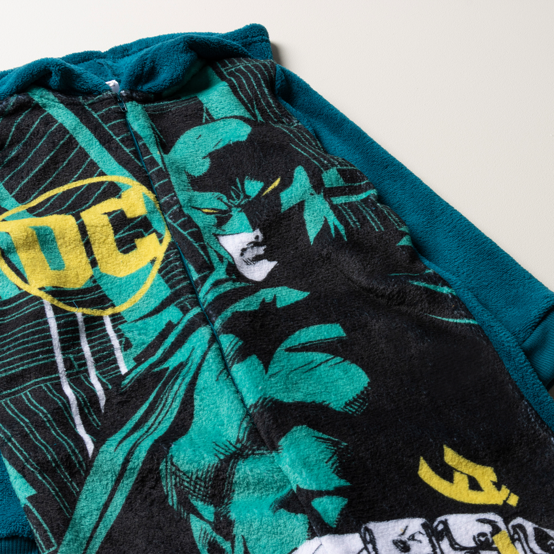 Batman coral fleece onesie teal-TEAL-2-3 YRS