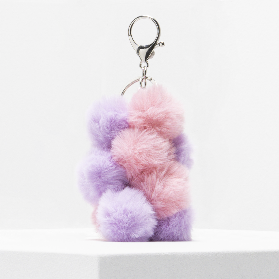 Fluff ball key ring pink-LIGHT PINK-ONE SIZE