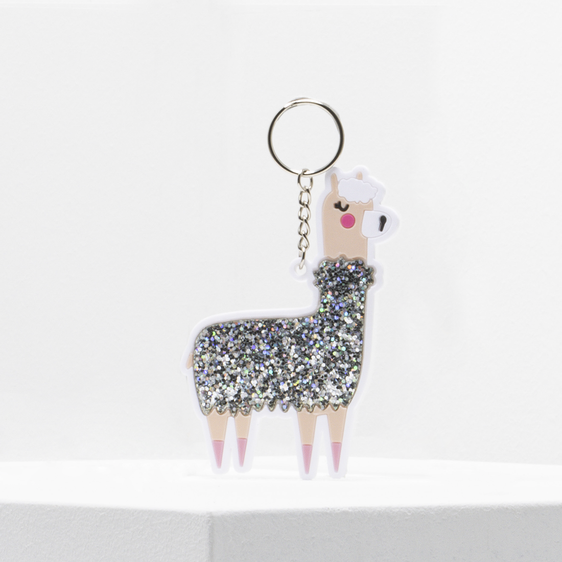 Llama key ring white-WHITE-ONE SIZE