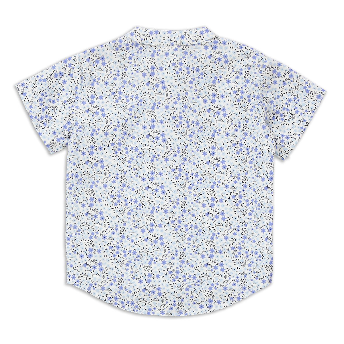 Short sleeve floral cotton poplin shirt-MID BLUE-12-18 MTHS (1)